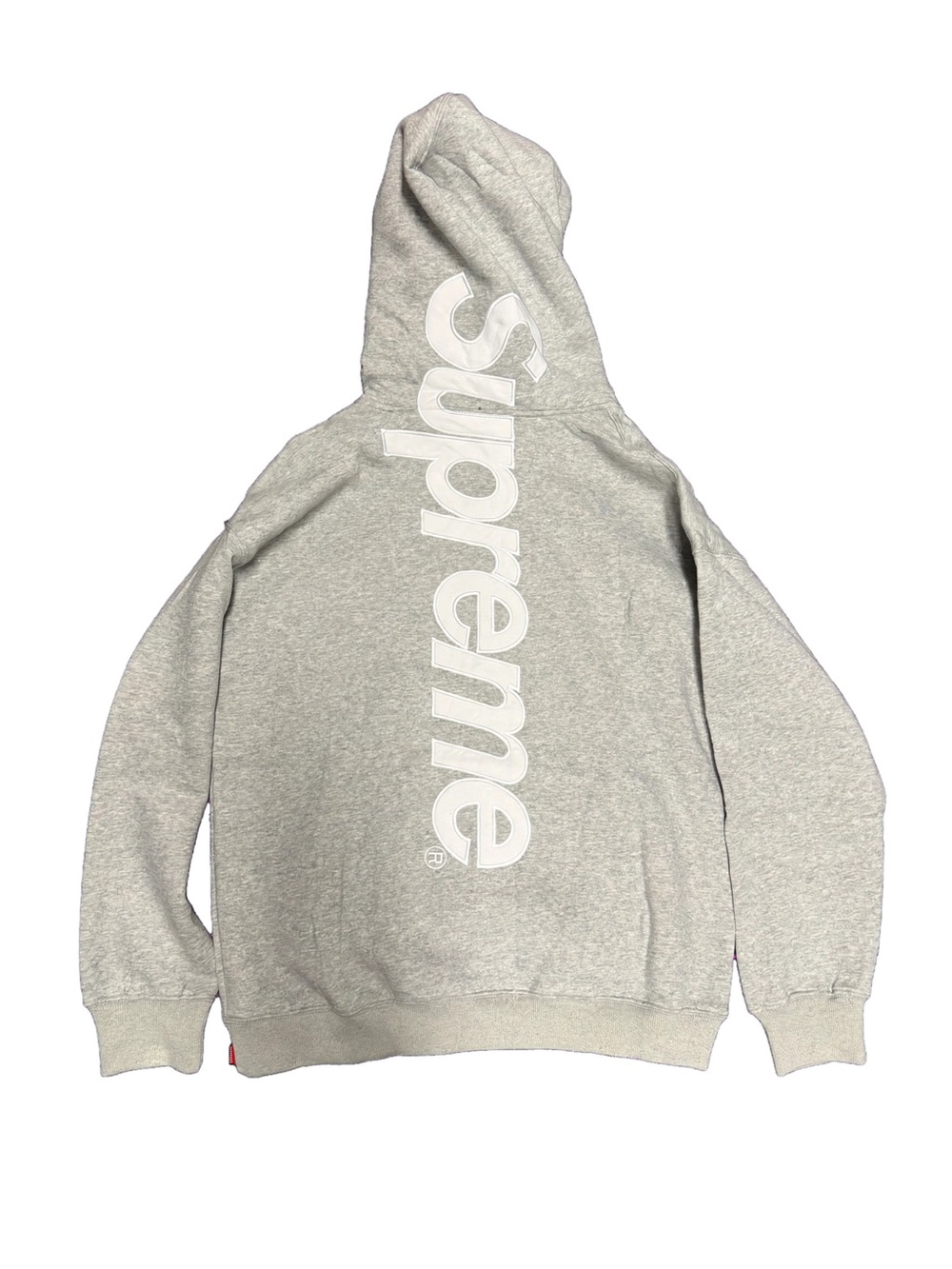 Supreme Gray Crewneck Hoodie with Vertical White Logo